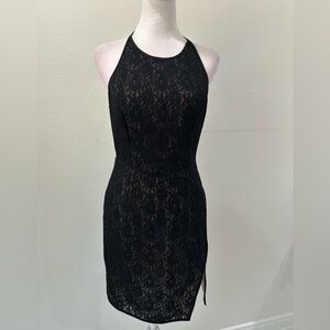 BCBG Max Azaria Black Lace Halter Dress, Size 2
